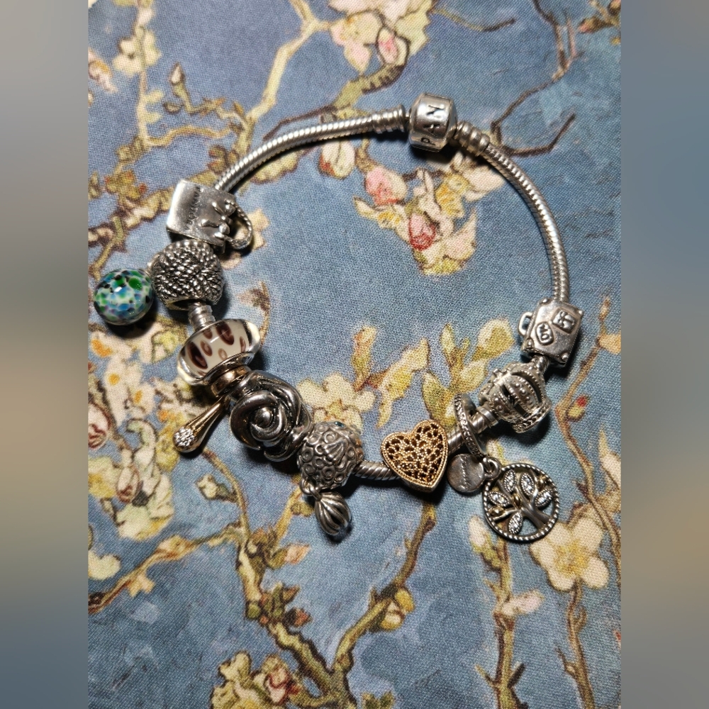 PANDORA Multi-Charm Silver Bracelet